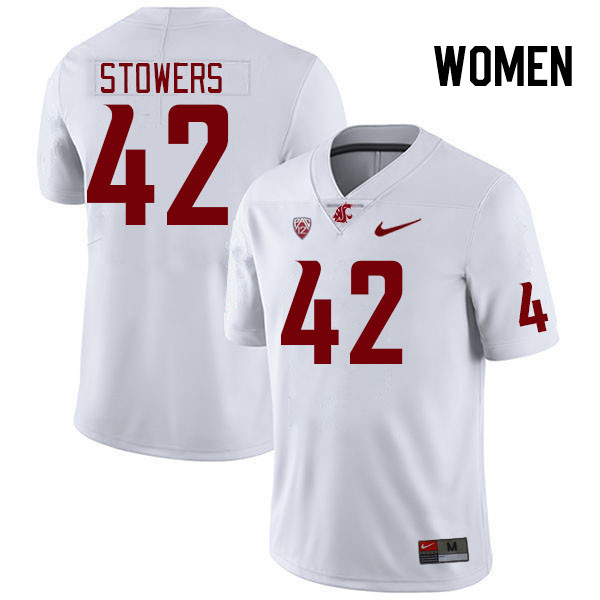 Women #42 Marcus Stowers Washington State Cougars College Football Jerseys Stitched Sale-White